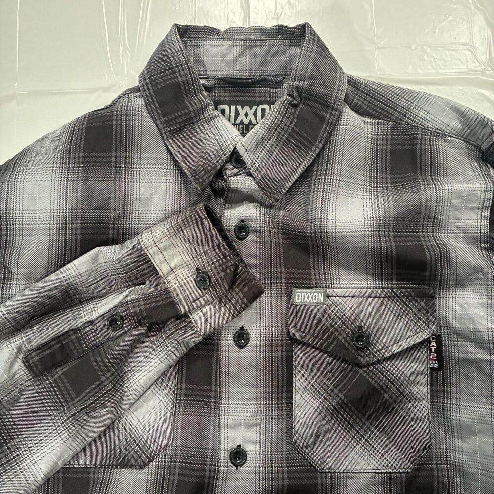 Dixxon Flannel Co Shirt Mens Medium Gray Plaid The Foundry FR NFPA 2112 CAT 2